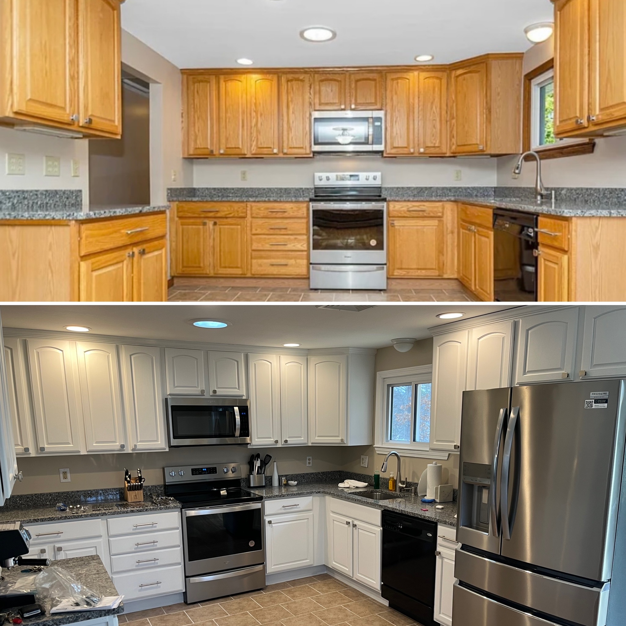 Kitchen cabinet before and after repaint